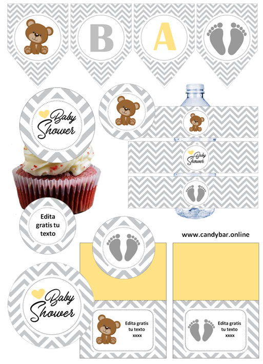 Kit candy bar para baby Shower gratis