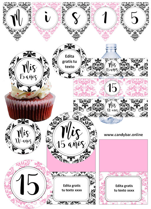 Kit imprimible candy bar fiesta de 15