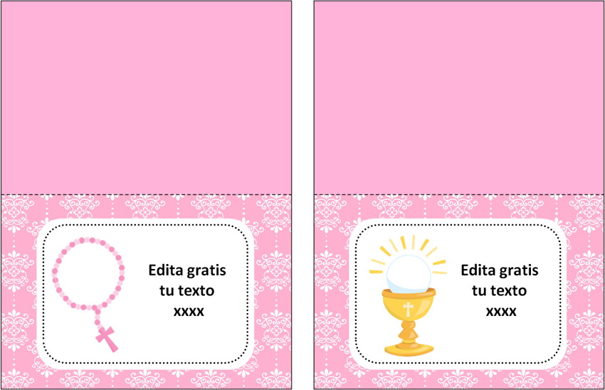 Candy Bar Comunion Nina Rosa Para Imprimir Y Editar Gratis