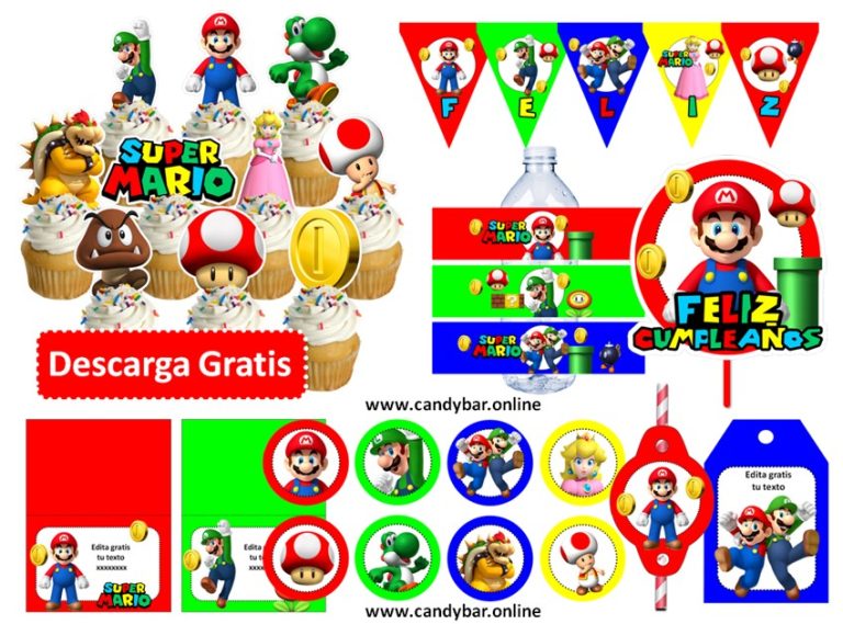 kit imprimible candy bar mario bros gratis