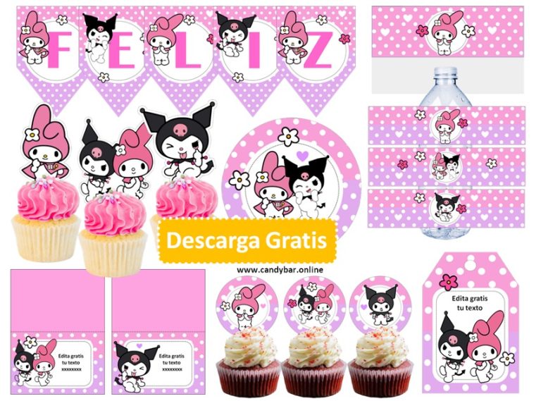 candy bar My Melody y Kuromi para imprimir gratis